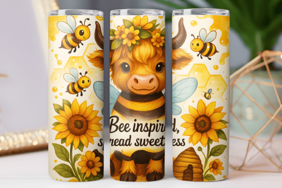 Bee Inspiration Cow Tumbler Wrap 20oz: Graphics & Tumbler Wraps