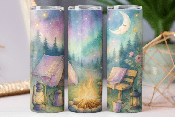 Camping Tumbler Wrap 20oz Design Png Art