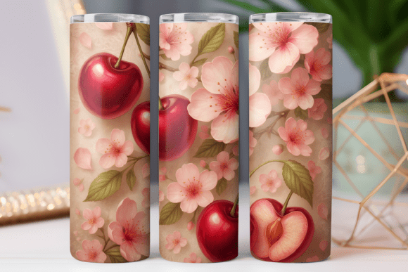 Cherry Blossom Floral Graphics & Tumbler Wraps