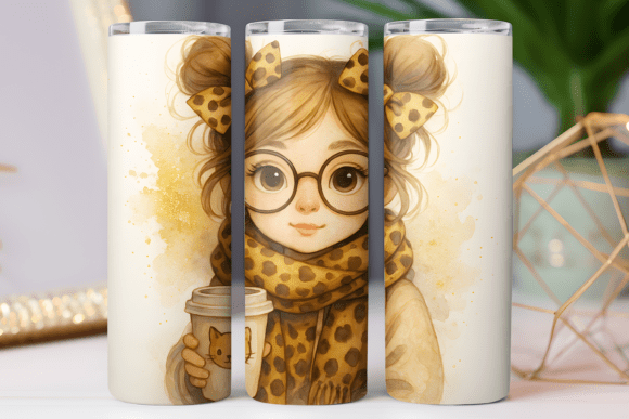 Coffee Girl Floral Tumbler Wraps Graphics