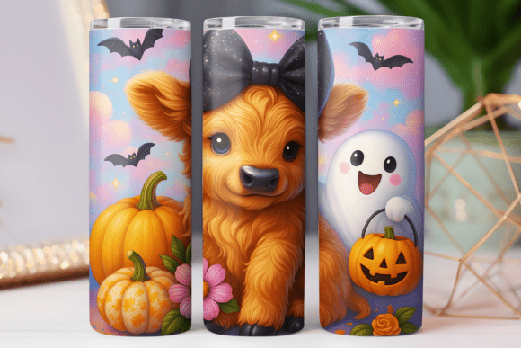 Cow Spooky Tumbler Wrap Design: Graphics & Tumbler Wraps