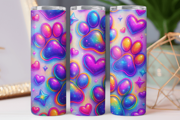 Dog Paw Tumbler Wrap 20oz Skinny Art Png
