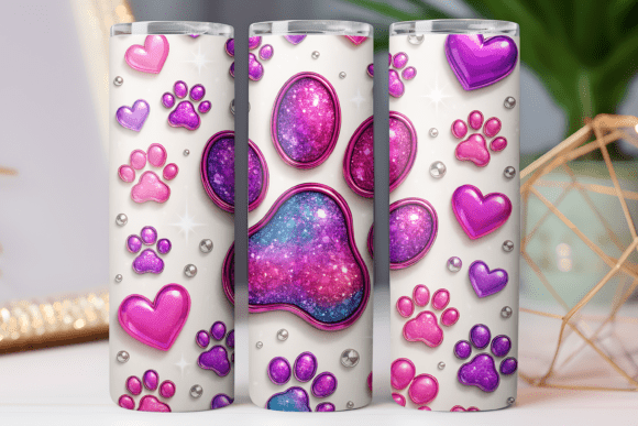 Dog Paw Tumbler Wrap: Graphics for Tumbler Wraps