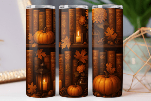 Fall Book Lover Tumbler Skinny Wrap: Graphics & Tumbler Wraps