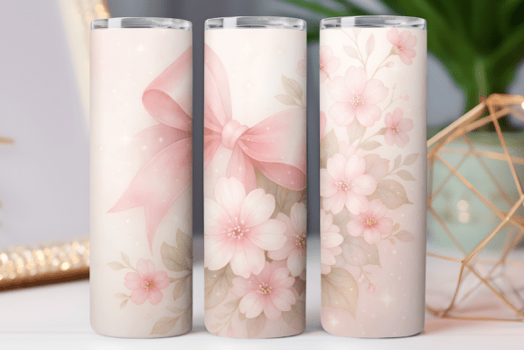 Floral Bow Tumbler Wraps: Graphics for Local Branding