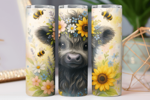 Graphics and Tumbler Wraps: Highland Cow 20oz Wrap