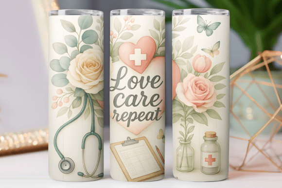 Nurse Tumbler Wraps Graphics 20oz Skinny Png