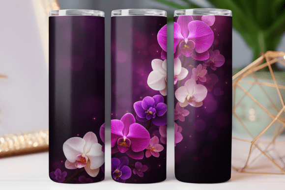 Orchid Floral Tumbler Wrap PNG Art for Graphics & Tumbler Wraps