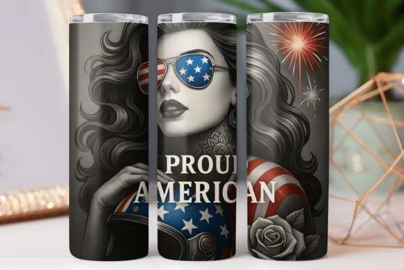 Patriotic Girl Tumbler Wrap Art 20oz Png Graphics Review