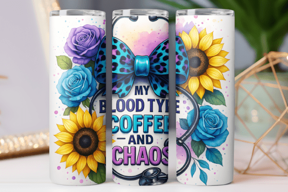 Tumbler Wraps: Coffee Lover Nurse 20oz Png Graphics